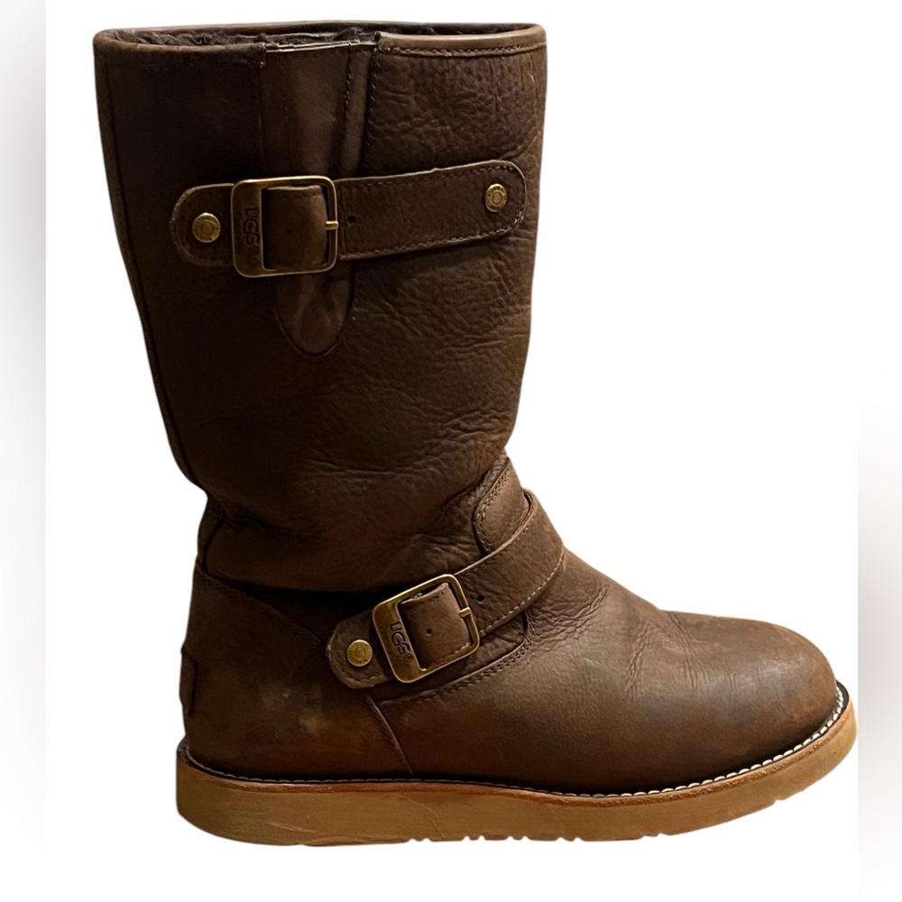 UGG Brown Leather and Genuine Sheepskin Boots